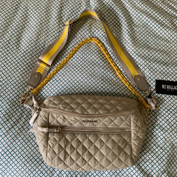 MZ WALLACE Crosby crossbody sling bag in quilted nylon and leather NEW RARE - Picture 5 of 15